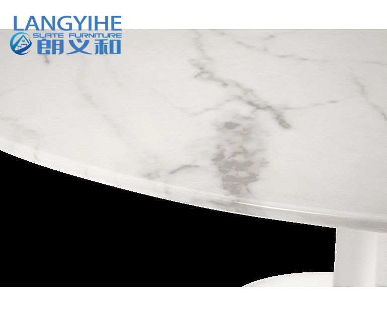 120cm White Marble Round Dining Table And Upholstered Dining Chair