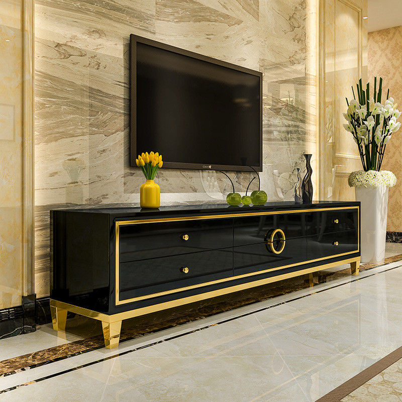 Stainless Steel TV Stand And Coffee Table Set Luxury Living Room Furniture