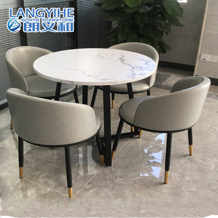Light Luxury Rock Slab Circle Marble Dining Table Scalable