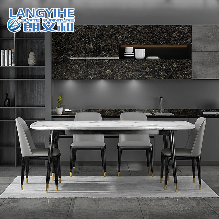 Rectangular Nordic Marble Dining Table And Chair Modern Minimalist Solid Wood