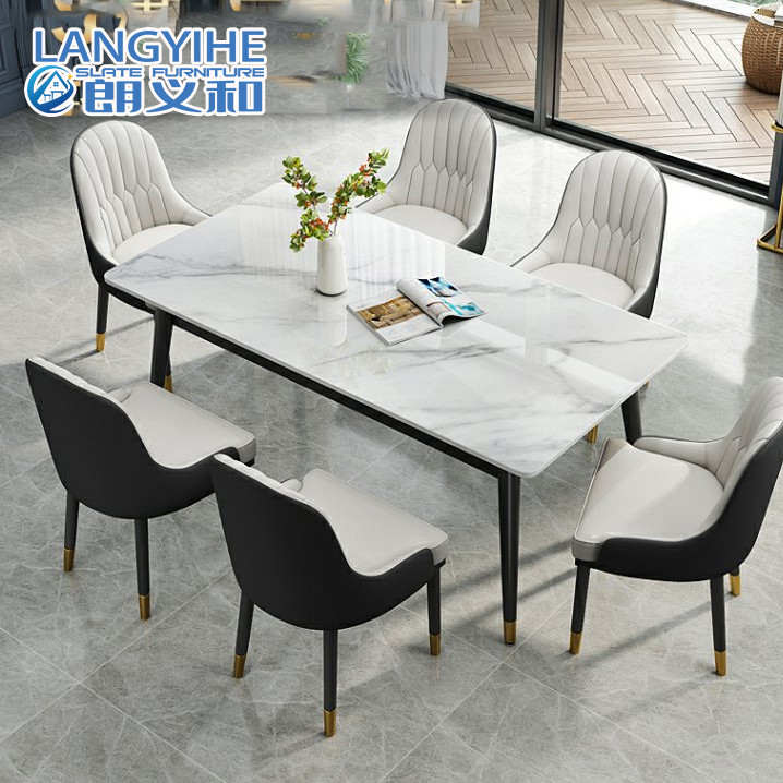 Rock Board Nordic Dining Table And Chair Combination Minimalist Household