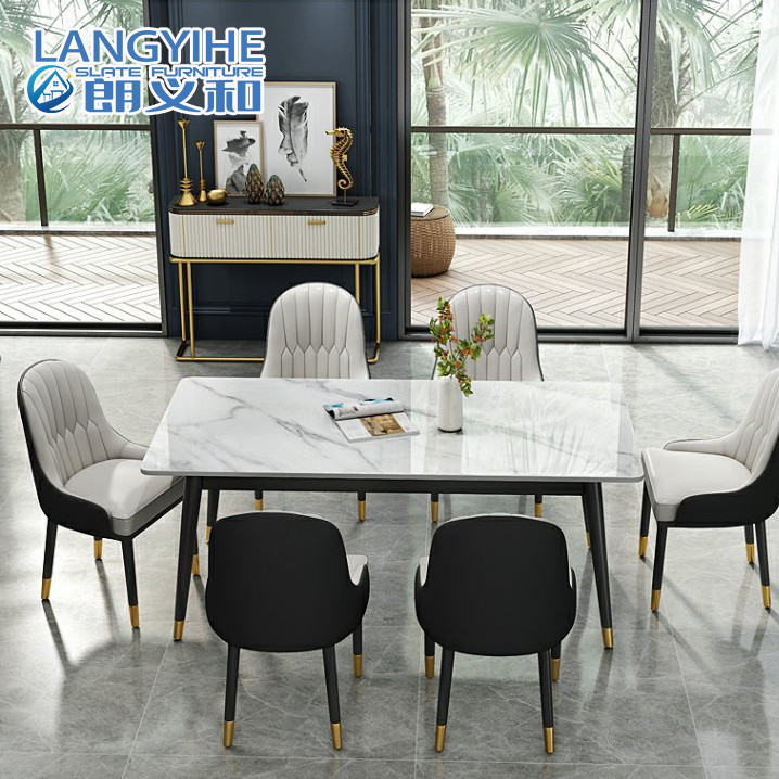 Rock Board Nordic Dining Table And Chair Combination Minimalist Household