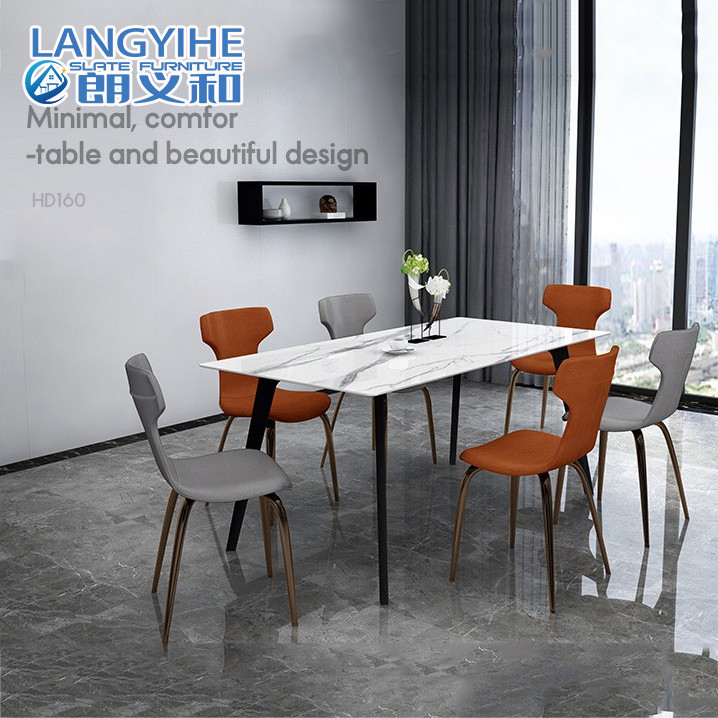 Rock Slab Minimalist Rectangular Marble Dining Table Nordic