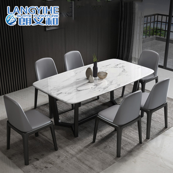 Rectangular Nordic Marble Dining Table Minimalist Radiation Free