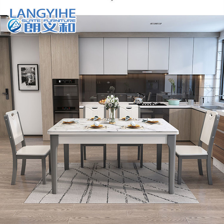 Solid Wood Rectangular Marble Dining Table Modern And Simple
