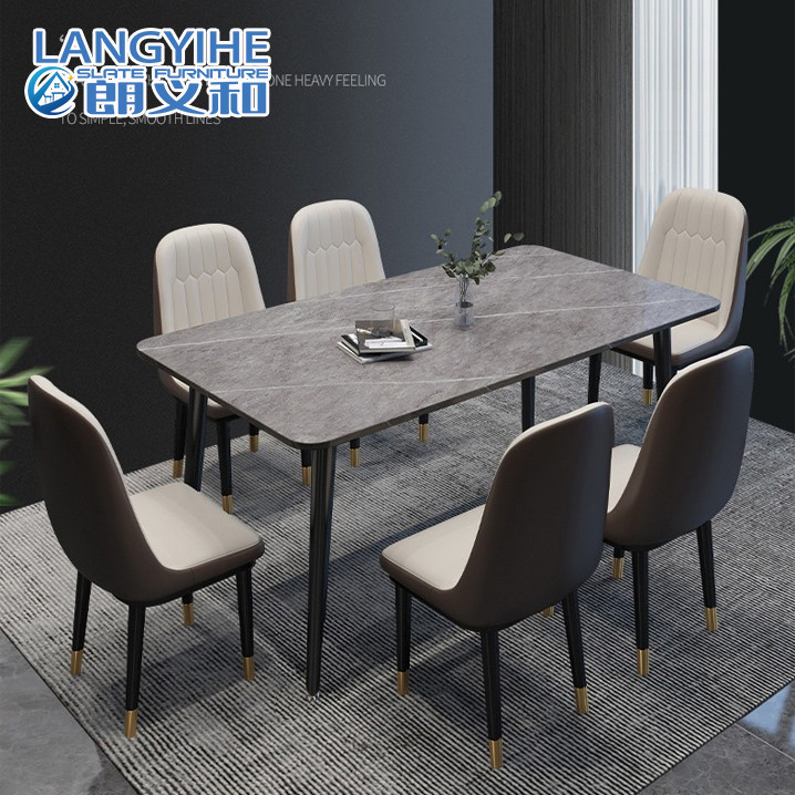 Rock Slab Modern Minimalist Marble Dining Table Rectangular