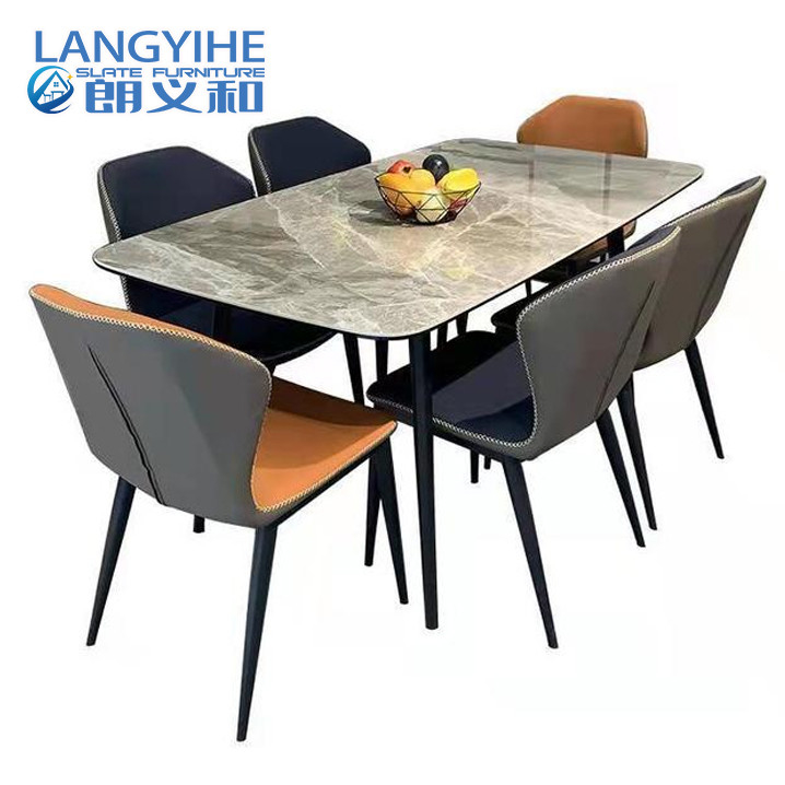 Italian Minimalist Rock Board Dining Table Rectangular Small Apartment Dining Table Combination